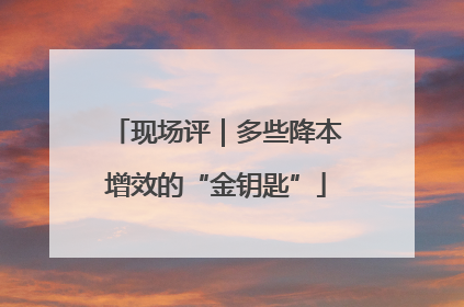 现场评｜多些降本增效的“金钥匙”