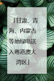 甘肃、青海、内蒙古等地绿电送入粤港澳大湾区