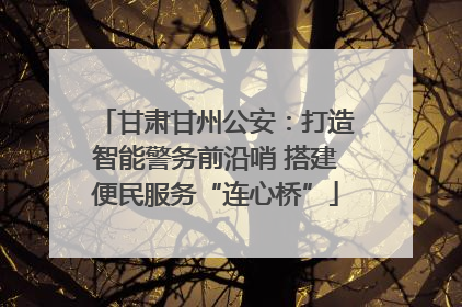 甘肃甘州公安：打造智能警务前沿哨 搭建便民服务“连心桥”