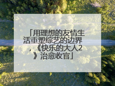 用理想的友情生活重塑综艺的边界，《快乐的大人2》治愈收官
