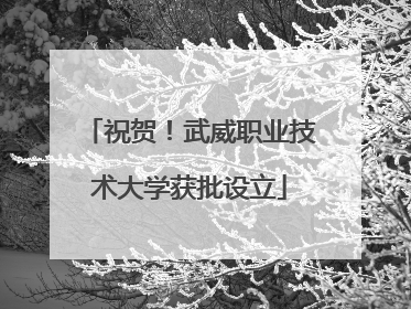 祝贺！武威职业技术大学获批设立