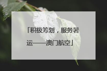积极筹划，服务暑运——澳门航空