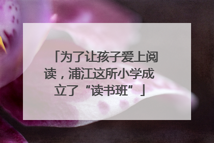 为了让孩子爱上阅读，浦江这所小学成立了“读书班”
