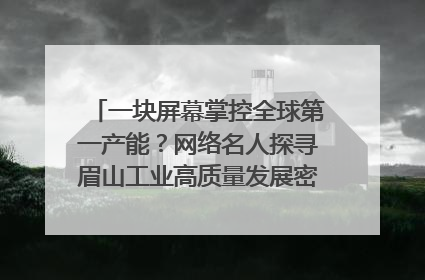 一块屏幕掌控全球第一产能？网络名人探寻眉山工业高质量发展密码｜网络名人四川行