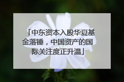 中东资本入股华夏基金落锤，中国资产的国际关注度正升温