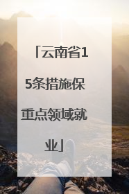 云南省15条措施保重点领域就业