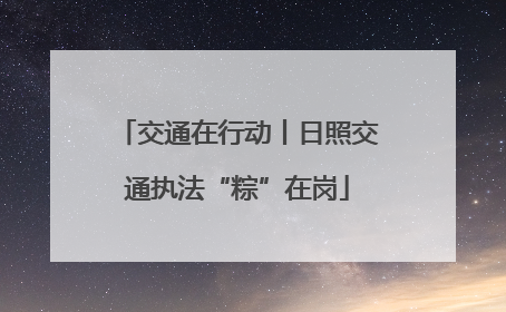 交通在行动丨日照交通执法“粽”在岗