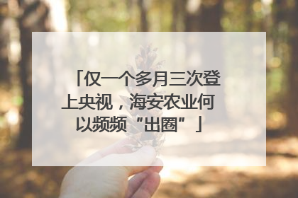 仅一个多月三次登上央视，海安农业何以频频“出圈”