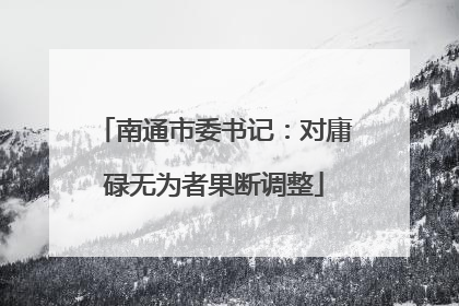 南通市委书记：对庸碌无为者果断调整