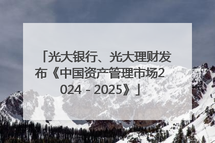 光大银行、光大理财发布《中国资产管理市场2024－2025》