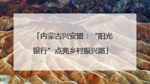 内蒙古兴安盟：“阳光银行”点亮乡村振兴路