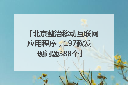 北京整治移动互联网应用程序，197款发现问题388个