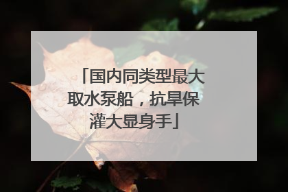 国内同类型最大取水泵船，抗旱保灌大显身手