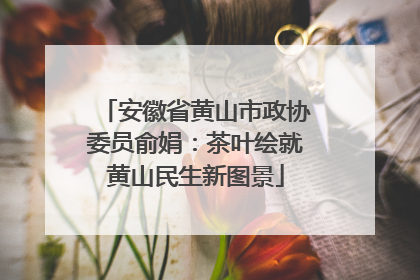 安徽省黄山市政协委员俞娟：茶叶绘就黄山民生新图景