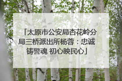 太原市公安局杏花岭分局三桥派出所杨蓉：忠诚铸警魂 初心映民心