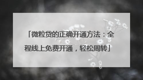 微粒贷的正确开通方法：全程线上免费开通，轻松周转