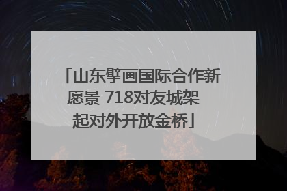 山东擘画国际合作新愿景 718对友城架起对外开放金桥