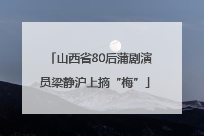 山西省80后蒲剧演员梁静沪上摘“梅”