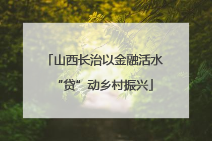 山西长治以金融活水“贷”动乡村振兴