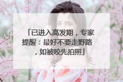 已进入高发期，专家提醒：最好不要走野路，如被咬先拍照