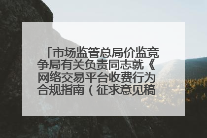 市场监管总局价监竞争局有关负责同志就《网络交易平台收费行为合规指南（征求意见稿）》答记者问