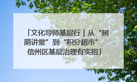 文化导师基层行｜从“树荫讲堂”到“积分超市” 信州区基层治理有实招