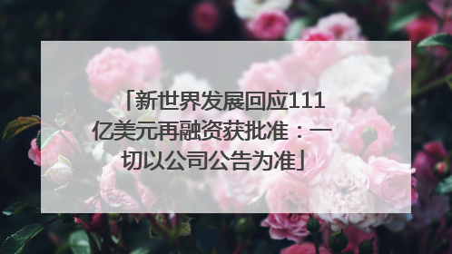 新世界发展回应111亿美元再融资获批准：一切以公司公告为准