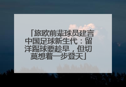 旅欧前辈球员建言中国足球新生代：留洋踢球要趁早，但切莫想着一步登天