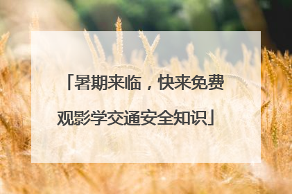暑期来临，快来免费观影学交通安全知识