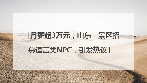 月薪超3万元，山东一景区招募语言类NPC，引发热议