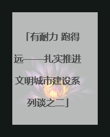 有耐力 跑得远——扎实推进文明城市建设系列谈之二