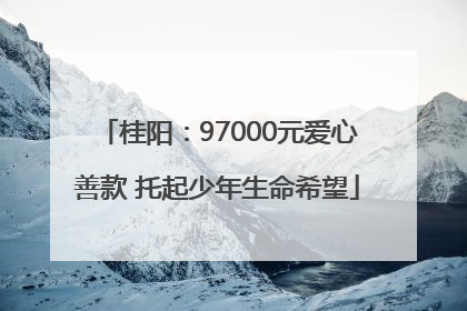 桂阳：97000元爱心善款 托起少年生命希望
