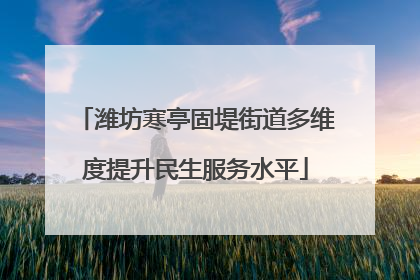潍坊寒亭固堤街道多维度提升民生服务水平