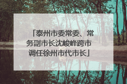 泰州市委常委、常务副市长沈峻峰跨市调任徐州市代市长
