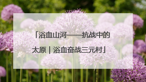 浴血山河——抗战中的太原｜浴血奋战三元村