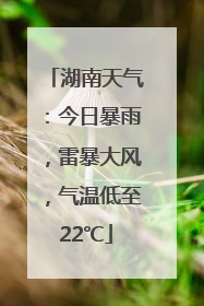 湖南天气：今日暴雨，雷暴大风，气温低至22℃