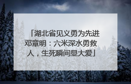 湖北省见义勇为先进邓章明：六米深水勇救人，生死瞬间显大爱