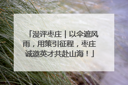 漫评枣庄｜以伞遮风雨，用策引征程，枣庄诚邀英才共赴山海！