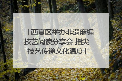 西夏区举办非遗麻编技艺阅读分享会 指尖技艺传递文化温度