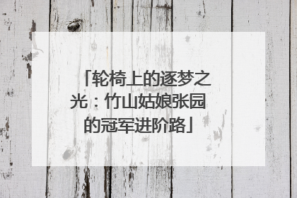 轮椅上的逐梦之光：竹山姑娘张园的冠军进阶路