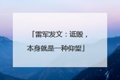 雷军发文：诋毁，本身就是一种仰望