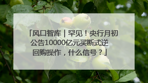 风口智库｜罕见！央行月初公告10000亿元买断式逆回购操作，什么信号？